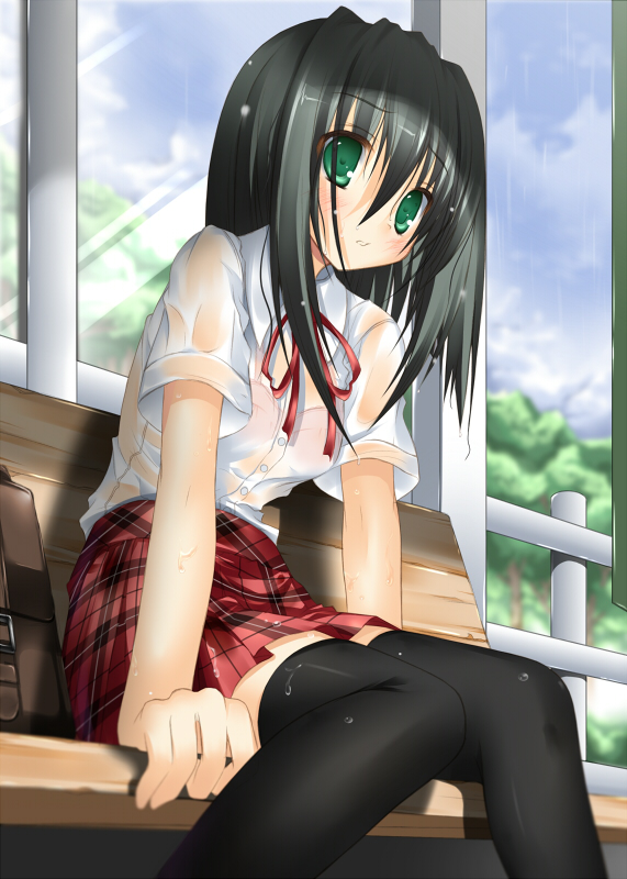 JK,雨,濡れ,二次元,透け,エロ画像,女子校生【2】