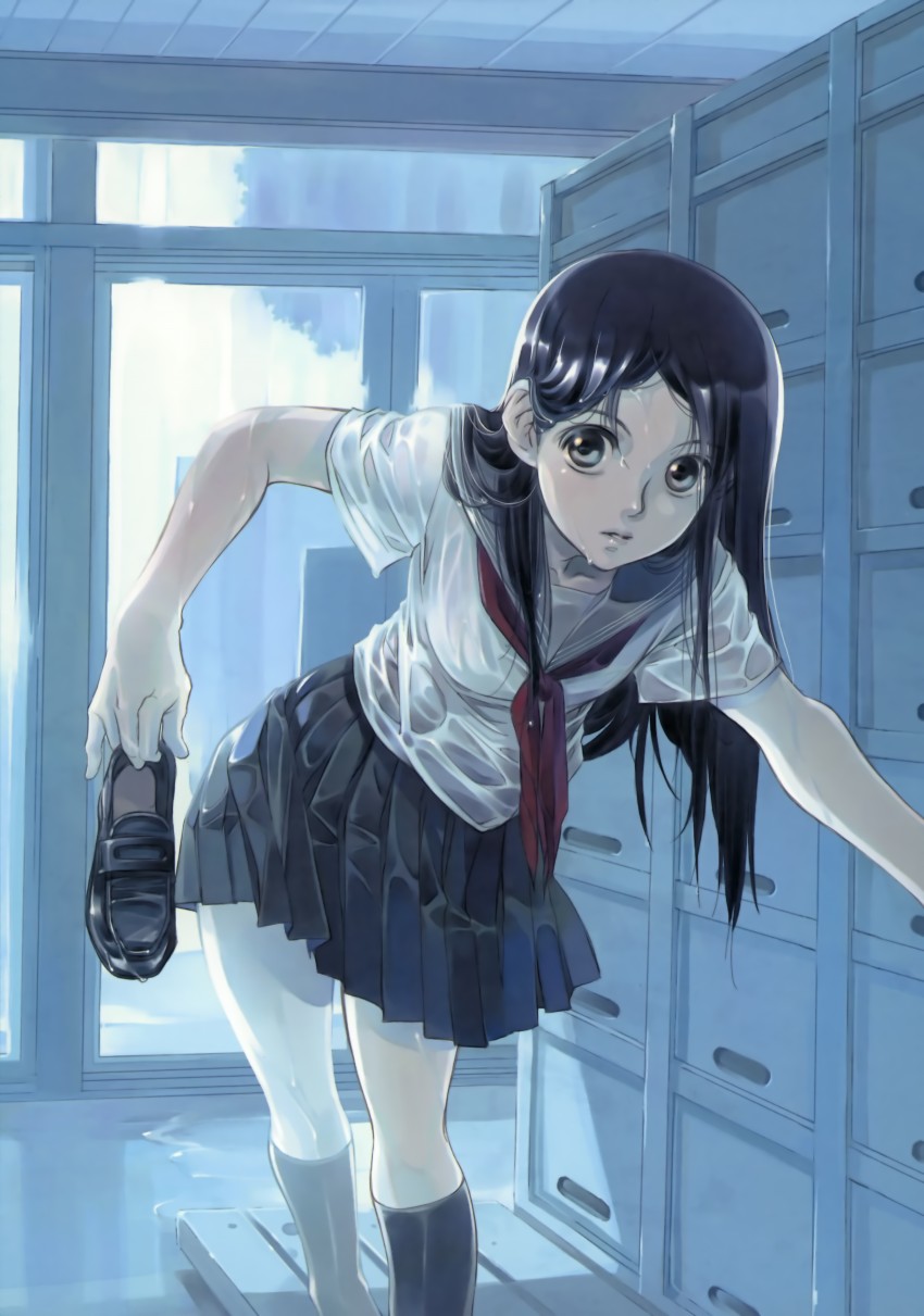 JK,雨,濡れ,二次元,透け,エロ画像,女子校生【4】