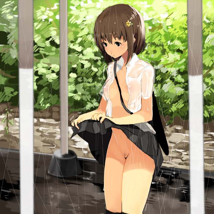 JK,雨,濡れ,二次元,透け,エロ画像,女子校生【6】