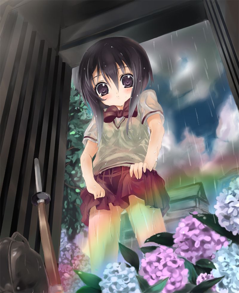 JK,雨,濡れ,二次元,透け,エロ画像,女子校生【8】