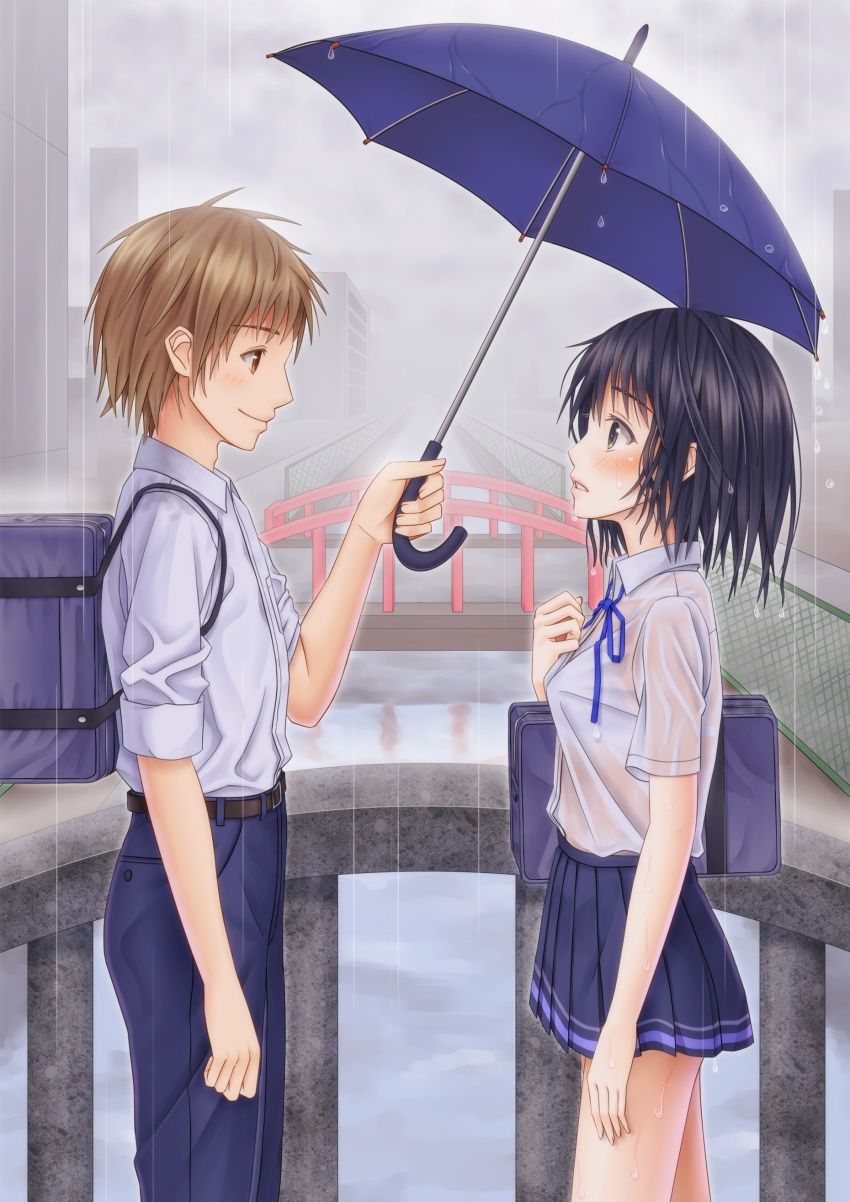JK,雨,濡れ,二次元,透け,エロ画像,女子校生【17】