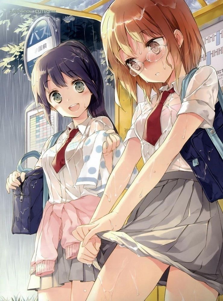 JK,雨,濡れ,二次元,透け,エロ画像,女子校生【20】