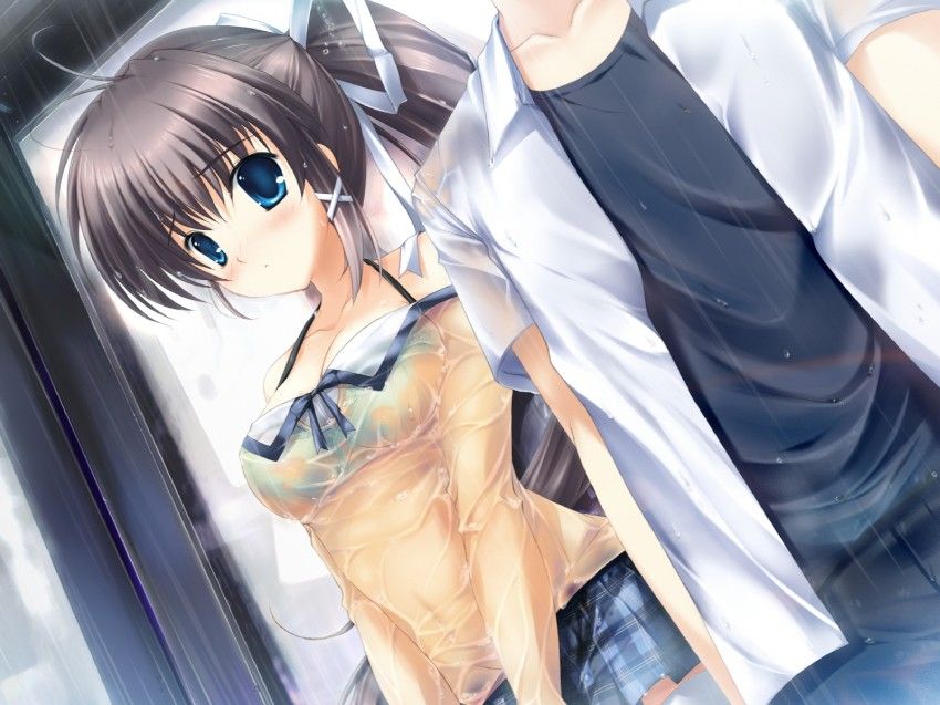 JK,雨,濡れ,二次元,透け,エロ画像,女子校生【21】