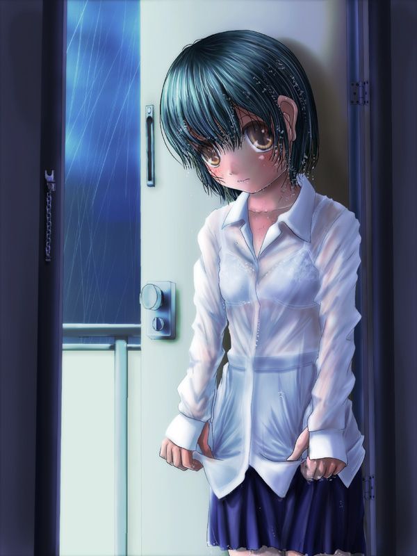 JK,雨,濡れ,二次元,透け,エロ画像,女子校生【22】
