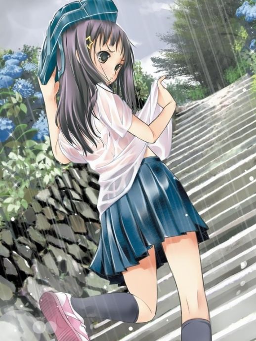 JK,雨,濡れ,二次元,透け,エロ画像,女子校生【23】