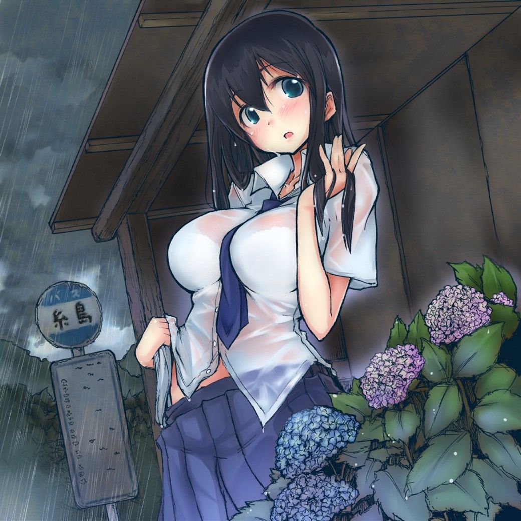 JK,雨,濡れ,二次元,透け,エロ画像,女子校生【24】