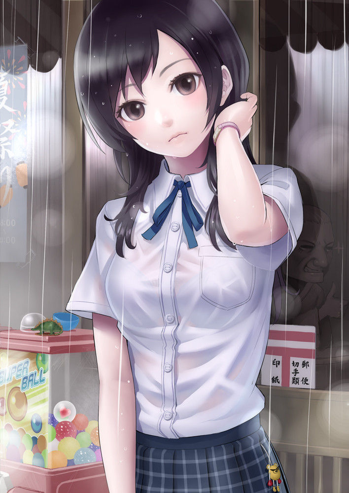JK,雨,濡れ,二次元,透け,エロ画像,女子校生【25】