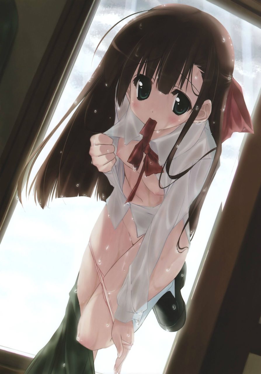 JK,雨,濡れ,二次元,透け,エロ画像,女子校生【26】