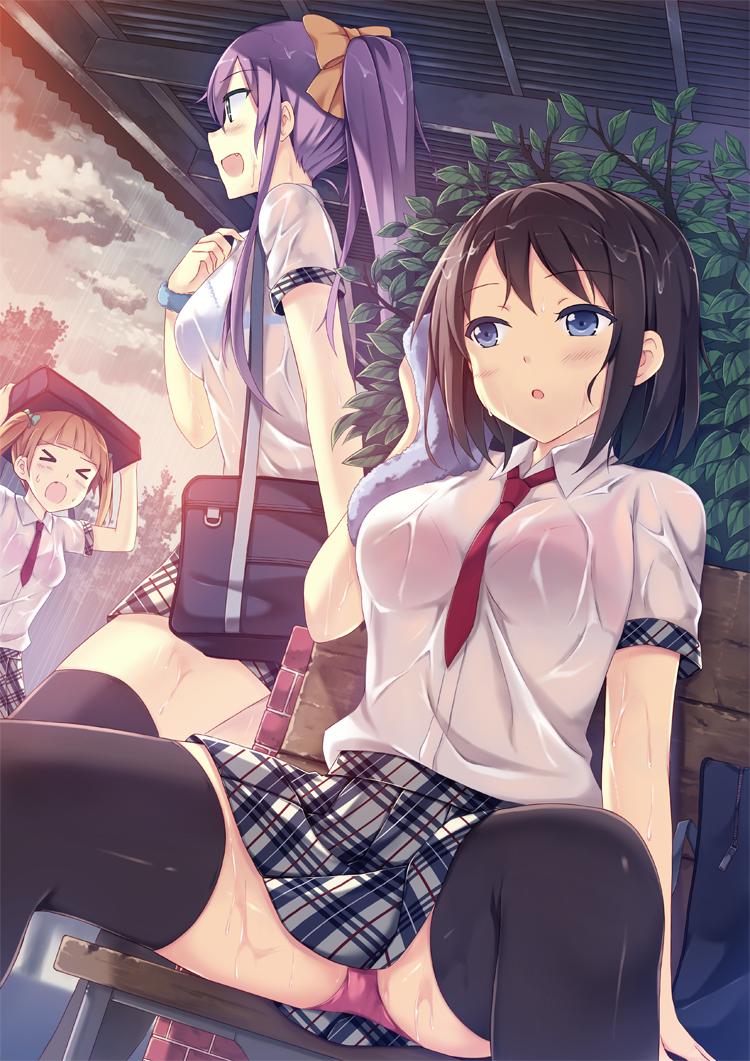 JK,雨,濡れ,二次元,透け,エロ画像,女子校生【28】
