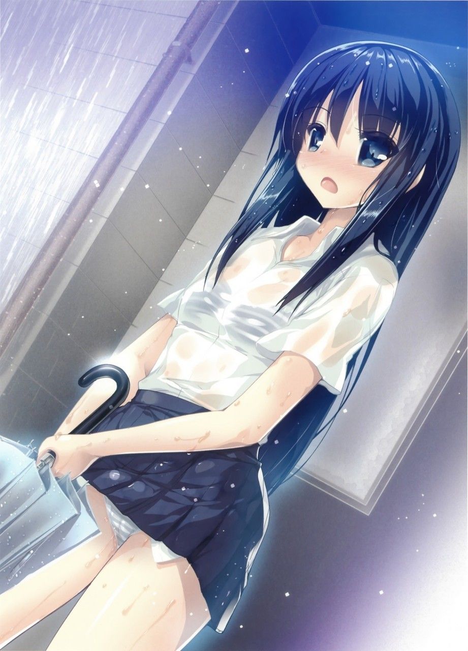 JK,雨,濡れ,二次元,透け,エロ画像,女子校生【33】