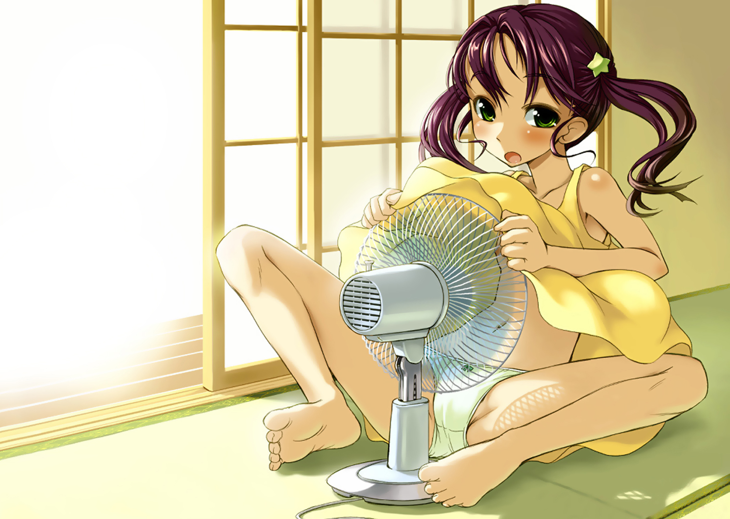 夏,扇風機,二次元,納涼,エロ画像,梅雨明け