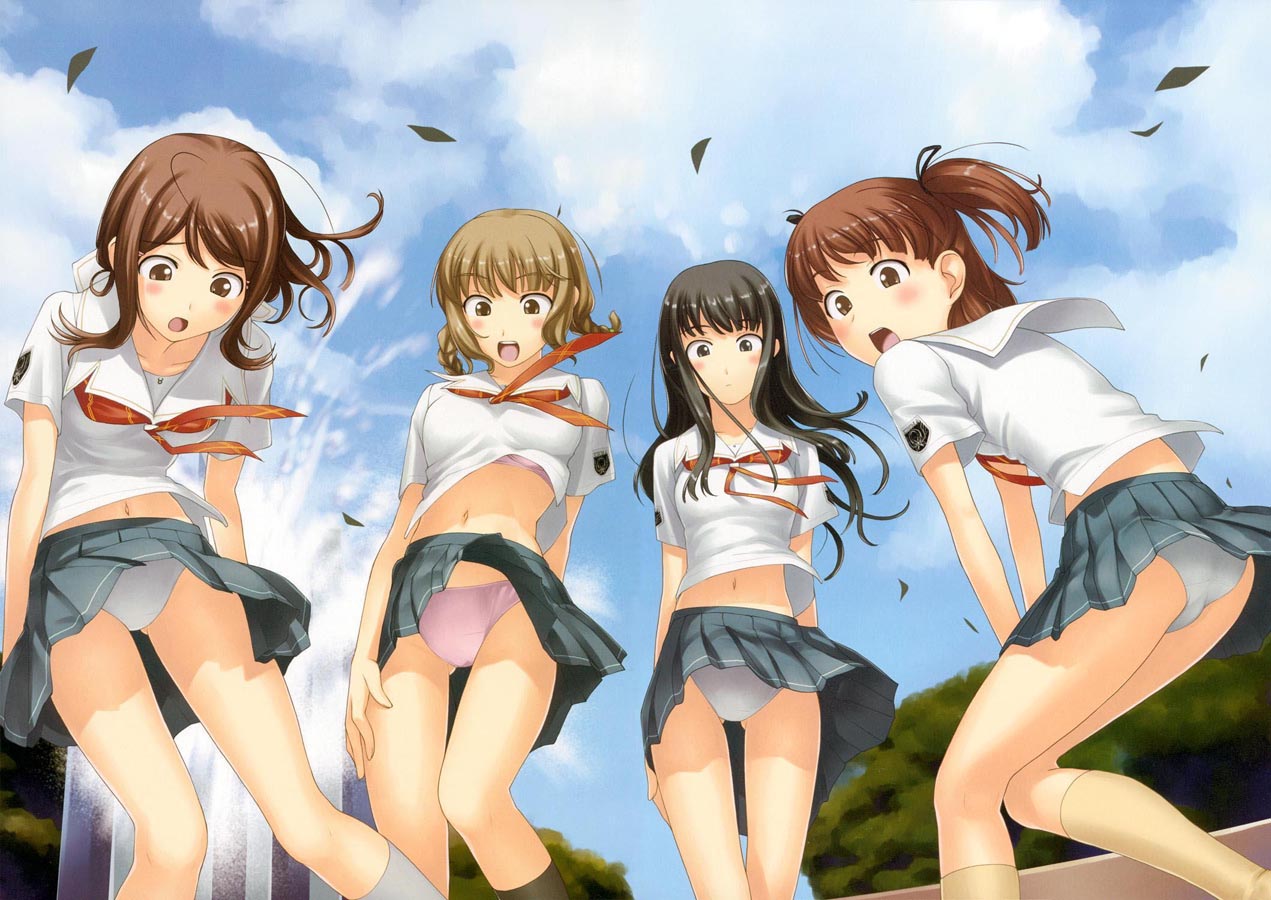 スカート,風パンチラ,二次元,エロ画像,台風