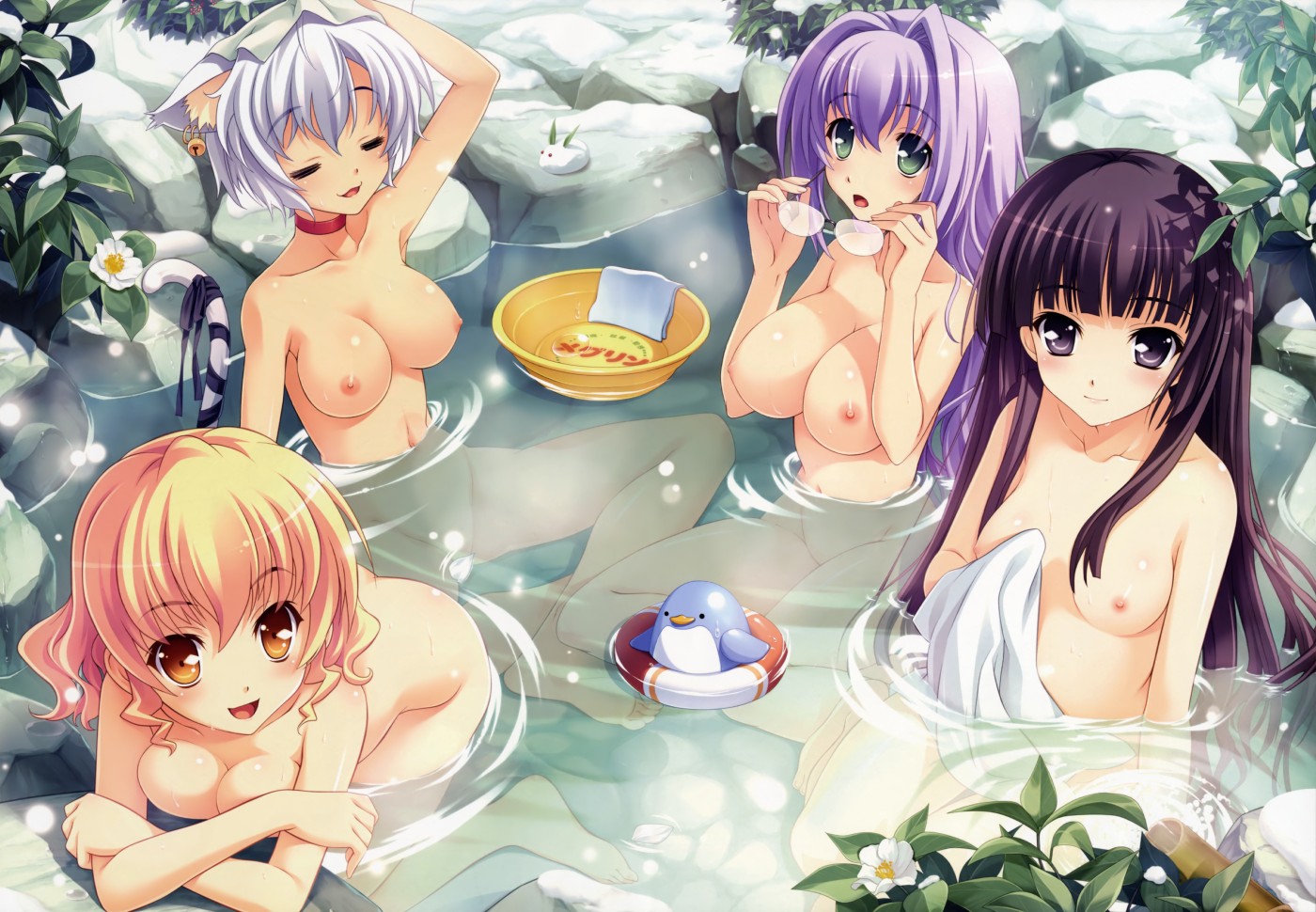 女同士,温泉,マッタリ,二次元,女湯,エロ画像,女友達