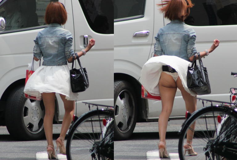 【風パンチラ連写撮影】お姉さんのスカートが舞い上がる瞬間えろすぎ