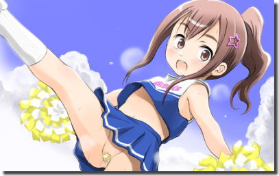おまんこ出して応援するノーパンチアガールの二次元エロ画像 ①