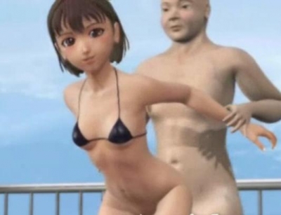 学校の屋上でおっさんと○学生がエッチをしている3Dエロアニメ
