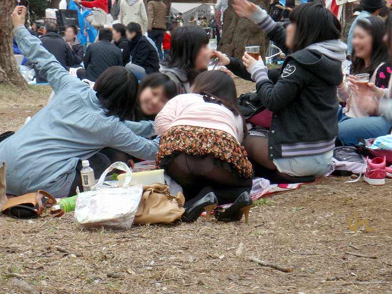 桜ももうすぐ満開、お股も満開してる花見会場
